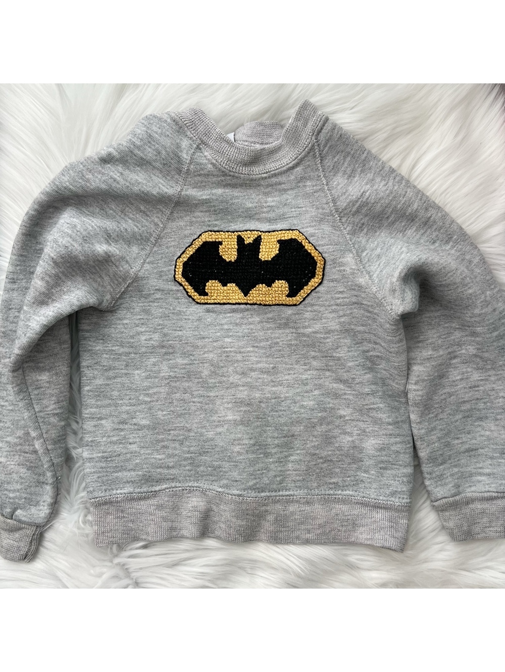 Vintage 90s Batman Sturdy Sweats Lee Boys M 5-6 Gray USA Sweatshirt Applique